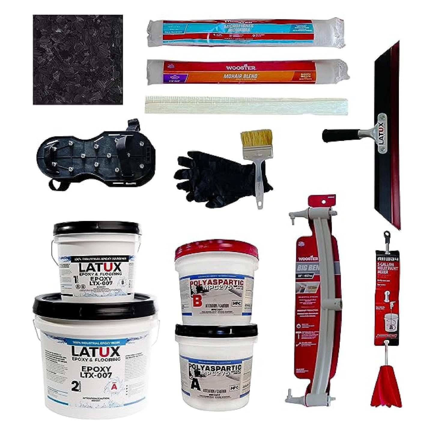 LATUX Flake Floor Epoxy System, Light Grey Pre-Tinted Industrial- and Contractor-Grade Floor Epoxy Kit for Residential and Commercial Use, 3 Gallons, 25 Pounds, Covers 400 Square Feet, Basalt - WoodArtSupply