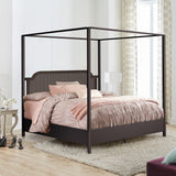 Hillsdale Melanie Wood and Metal King Canopy Bed with Low Footboard, Oiled Bronze Hillsdale