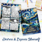 NETHOUSE Starry Nightism Coloring Book for Adults Relaxation & Stress Relief, 30 Coloring Pages of Whimsical Celestial Nights, Dreamy Nightscapes, Celestial Patterns, Cosmic Art NETHOUSE