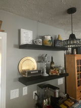 Joel's Antiques Floating Wall Shelf, Wood Decor & Long Shelf for Fireplace Mantel, Bookshelf, Bedroom, & Farmhouse - Wall-Mounted Rustic Stand, Wooden Hanging Display - Black, 72" x 10" x 2" joelsantiques