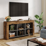 Tribesigns 63-Inch Long Console Table, Rustic Wood Entryway Table with 6 Storage Cubes, Industrial Narrow Sofa Table Behind Couch Table for Living Room, Hallway Tribesigns