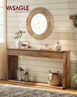 VASAGLE Console Table, 63 Inches Sofa Table, Narrow Entryway Table, Entry Table with 3 Drawers, Bottom Shelf, Metal Corners, for Living Room, Bedroom, Farmhouse Style, Honey Brown ULNT146K41 VASAGLE