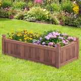 HAPPYGRILL Wood Raised Garden Bed, 46” x 24” x 16” Rectangular Planter Container w/Drainage Holes for Growing Vegetables, Flowers, Herbs, Outdoor Planter Box Flower Box for Backyard Garden Lawn HAPPYGRILL