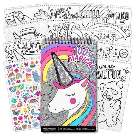 Fashion Angels Unicorn Fantasy Compact Sketch Portfolio, Coloring Book for kids Ages 6+ Fashion Angels