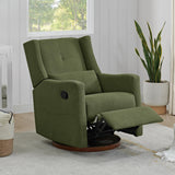 KISLOT Nursery Recliner Chair Swivel Glider Upholstered Rocker Fabric Manual Reclining Chair with Wood Base for Living Room Bedroom KISLOT