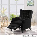 Christopher Knight Home Diana Wingback Recliner, Black + Dark Brown GDFStudio
