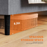 Sweetcrispy King Size Bed Frame - Fabric Upholstered Platform Bed with Headboard, 800LBS Sturdy Wooden Slats Support, No Box Spring Needed, Noise Free, Easy Assembly, Grey Sweetcrispy