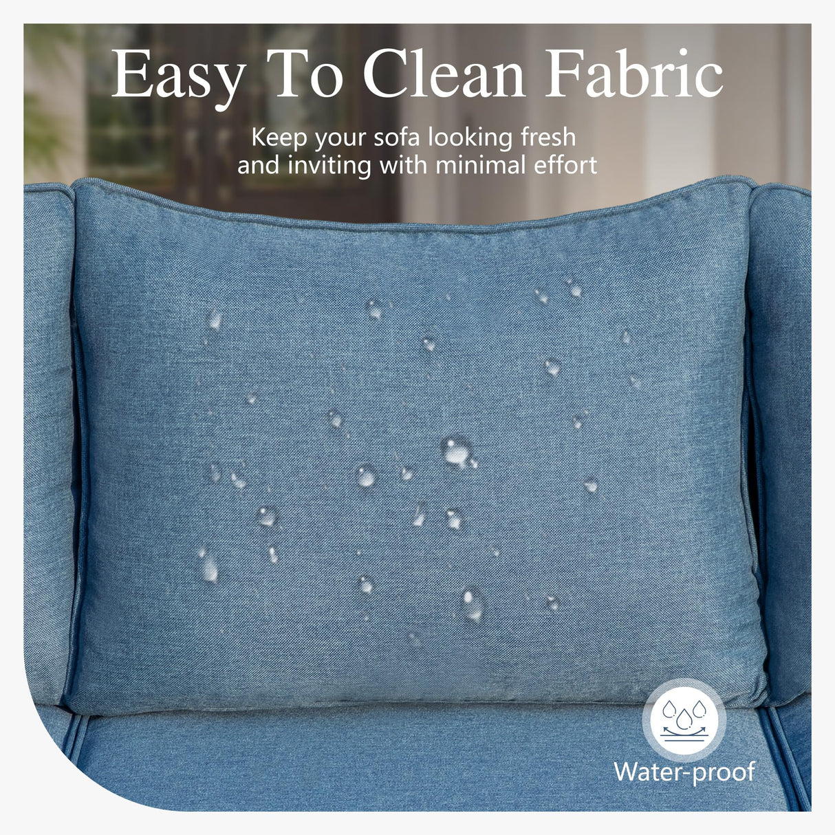 Sophia & William Wicker Patio Furniture Set, Curved Outdoor Sofa 4 Seats Conversation Set with Coffee Table, L-Shaped Outdoor Sectional for Backyard, Porch, Blue Sophia & William