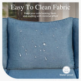 Sophia & William Wicker Patio Furniture Set, Curved Outdoor Sofa 4 Seats Conversation Set with Coffee Table, L-Shaped Outdoor Sectional for Backyard, Porch, Blue Sophia & William