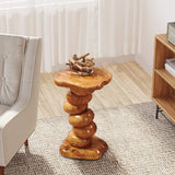 Warmaxx Natural Cedar Stump End Table Plant Stand 13.8" x 13.8" x 23.6"H Solid Wood Outdoor Rustic Live Edge Coffee Side Table Living Room Bedroom Garden Irregular Shape Warmaxx