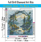 CHWGLFGG 5D Diamond Art Kits for Adults Beginners, Mountain Sunset Landscape Diamond Painting Kits, DIY Full Round Drill Paint by Diamonds Dot Gem Art for Adults, Home Wall Decor 13.7X 13.7 Inch CHWGLFGG