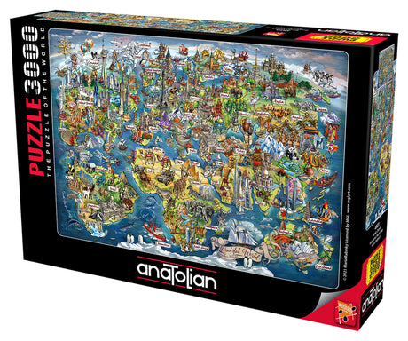 Anatolian Puzzle - Wonderful World Map, 3000 Piece Jigsaw Puzzle, 4923, Multicolor Anatolian