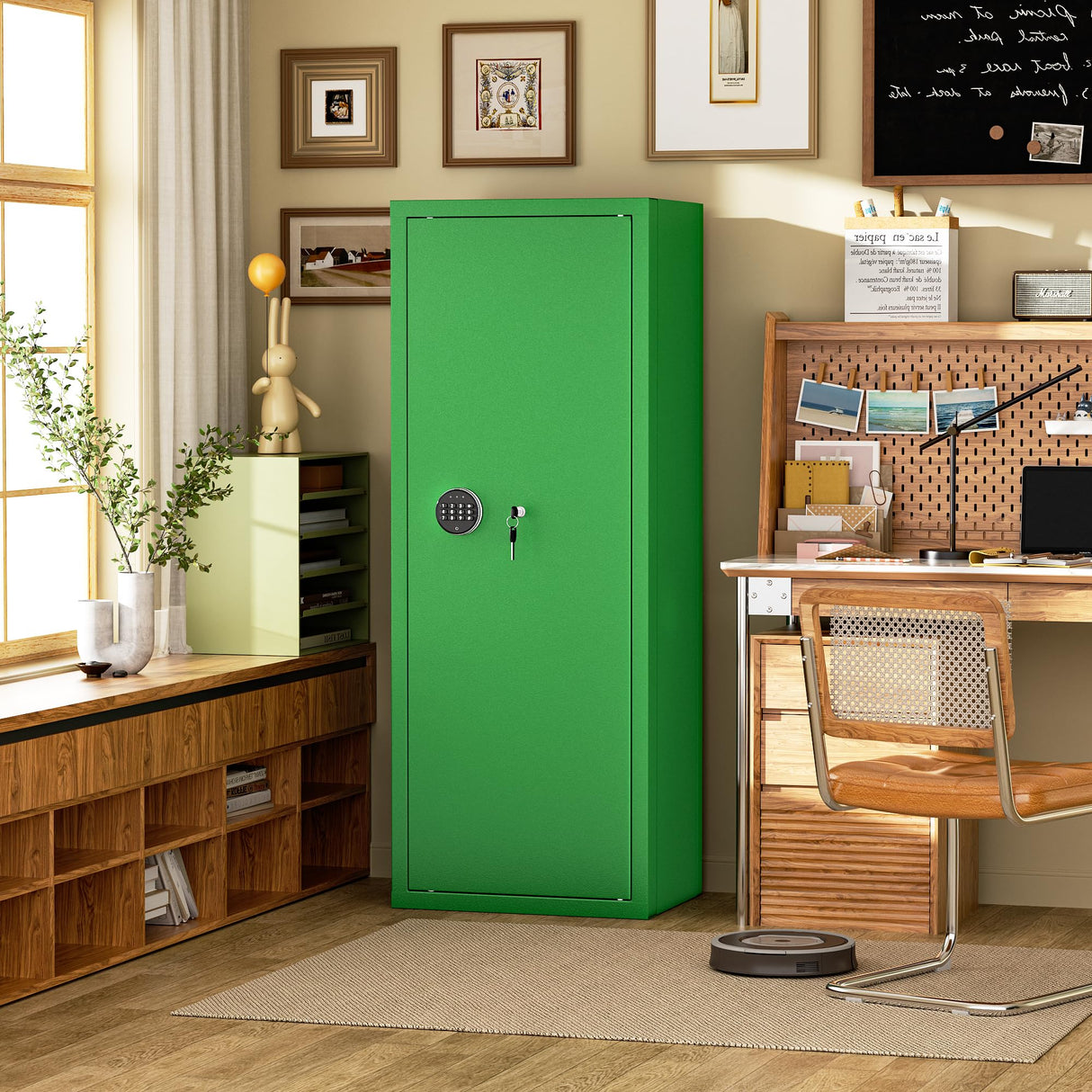 Bonusall 12-15 Green Gun Safe for Rifles,Fireproof Gun Safe for Rifles and Pistols,Rifle Safes for Home with Digital Keypad,Adjustable Shelves & Handgun Pockets Bonusall