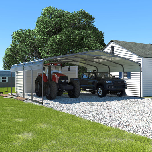 VEIKOU 20'x20' Carport, Metal Carport with Heavy Duty Galvanized Steel Roof, Car Port Shelter with Innovative Assembly Structure Metal Carport Kits for Car, Boat, Truck