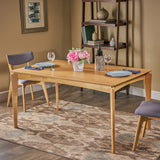 Christopher Knight Home Alma Dining Table, 6-Seater, Rubberwood with Walnut Veneer, Mid-Century, Natural Oak Finish Christopher Knight Home