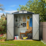 MistMo 5x3X6.3FT Outdoor Steel Storage Shed with Lockable Doors and Frame Floor, Compact Small Bike Shed, Ideal for Garden, Backyard, Swimming Pool, Patio Utility and Tool Storage Mistmo