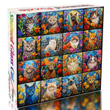 Bgraamiens Puzzle- Stained Glass Puzzle Cat Puzzles for Adults 1000 Pieces, Colorful Kitten Collage Puzzles 1000 Pieces,Challenging Jigsaw Puzzles for Adults Bgraamiens