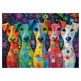 Colorful Dog Painting Jigsaw Puzzle 1000 Piece for Adult, Art Puppy Beautiful Flower Jigsaw Puzzles, Funny Animal Aesthetic Puzzle Larkipuzz