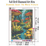 Enchanted Mushroom Diamond Art Kits for Adults, DIY 5D Diamond Painting Kits for Beginners, Round Full Drill Diamond Dots Paintings,Diamonds Pictures Gem Art for Adults Crafts Home Decor 12x16 Inch WGSMGL