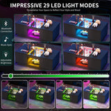 YITAHOME Modern Coffee Table with LED Lights, Rectangle Coffee Table with 2 Large Drawers, Spacious Glass Coffee Table, Upscale Large Living Room Table with Power Outlets and Remote Control, Black YITAHOME