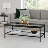 Henn&Hart 45" Wide Rectangular Rectangular Coffee Table in Blackened Bronze, Modern Rectangular Coffee Tables for living room, studio apartment essentials Henn&Hart