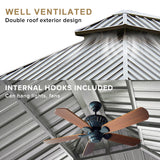 12x18ft Hardtop Gazebo, Wooden Finish Coated Aluminum Frame Canopy with Galvanized Steel Double Roof, Outdoor Permanent Metal Pavilion with Curtains & Netting for Garden, Brown (Wooden 12x18 Ft) TRUSTERTHEE