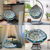 COTTON CRAFT Papasan - Polly Peacock - Blue - Overstuffed Chair Cushion, Sink into Our Thick Comfortable and Oversized Papasan, Pure Cotton Duck Fabric, Fits Standard 45 inch Round Chair COTTON CRAFT