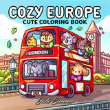 Cozy Europe: Cute Coloring Book for Adults and Teens with Charming Characters and Delightful European Scenes for Relaxation (Cozy Coloring Books) WoodArtSupply