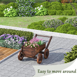PULIJIA Wooden Wagon Planter Outdoor Garden Planter, Trolley Decoration Succulent Flower cart, Indoor Outdoor Backyard Balcon Decor cart with Wheels, Planter for Patio (HC-S) PULIJIAJU