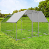 NUGRIART Large Metal Chicken Coop Walk-in Poultry Cage with Water-Resident and Anti-UV Cover Duck Rabbit Cat House Outdoor Chicken Run Pen with Flat Roof Cage NUGRIART