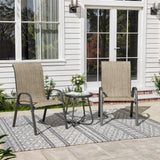 Amopatio 3 Piece Patio Set, Outdoor Stackable Dinging Chairs for All Weather, Breathable Garden Furniture for Backyard Deck, Brown Amopatio