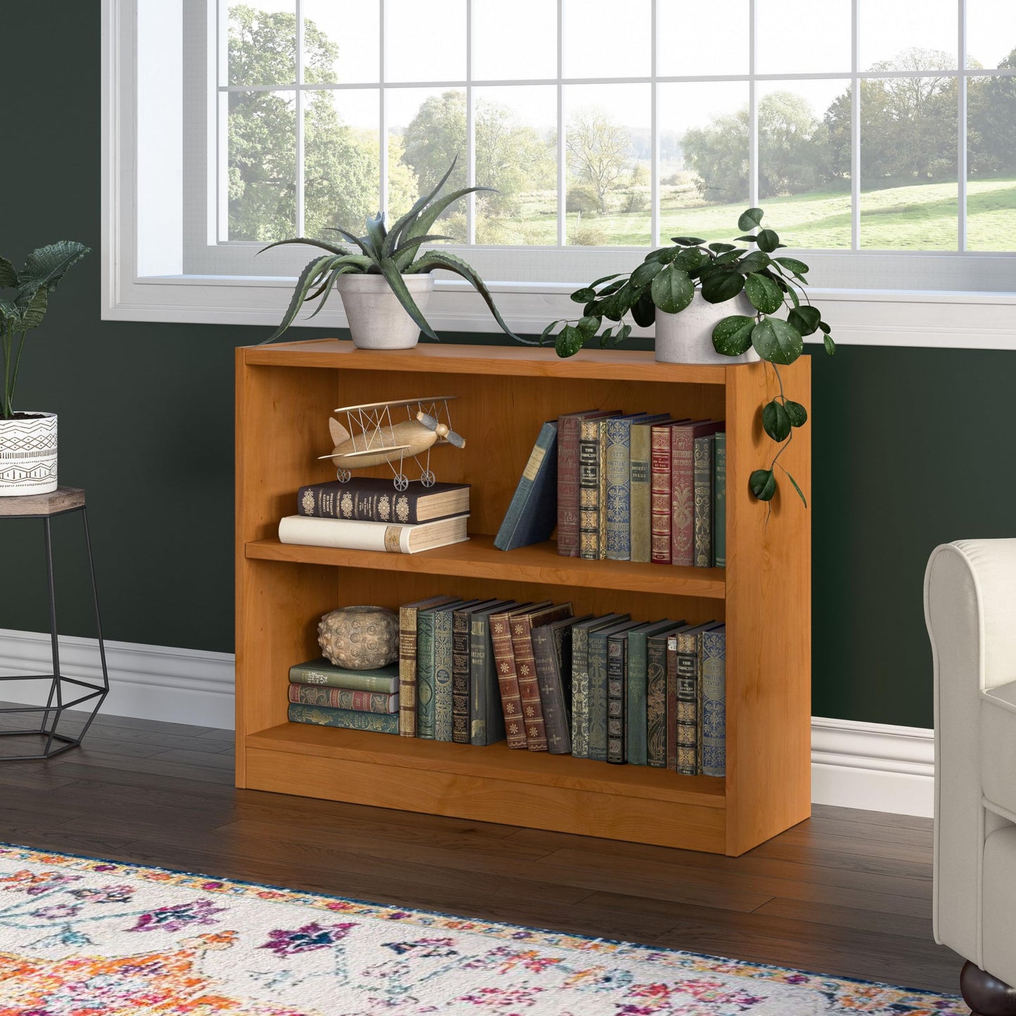 Bush Furniture Universal Small 2 Shelf Bookcase - Natural Cherry Finish - WoodArtSupply