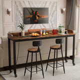 70.8" Standing Desk with Charging Station, Extra Long Desk on Wheels for Standing and Sitting, Sofa Table Behind Couch with Power Outlets and USB Ports, Easy Assembly, Walnut Ytaoka