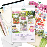 Katy Sue Pretty Petals Picket Fence Card Making Kit. Contains 8 Shaped Cards, 2 Sheets of Die Cut Decoupage, Foam Pads, 8 Envelopes & Instructions. for Card Making Supplies & Card Crafting Katy Sue