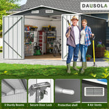 DAUSOLA 10x14 FT Outdoor Storage Shed, Metal Garden Tool Shed with Updated Frame Structure and Lockable Doors, Ideal for Backyard Garden Patio Lawn, Grey DAUSOLA