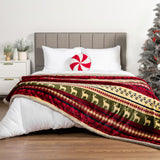PAVILIA Premium Christmas Blanket Sherpa Fleece Throw| Plush Christmas Decoration, Reindeer, Cozy Reversible Winter Holiday Cabin Blanket for Sofa Couch 50x60 PAVILIA