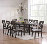 Kings Brand Furniture - Lewiston 9-Piece Brown Wood Dining Room Set, Table & 8 Chairs Kings Brand Furniture