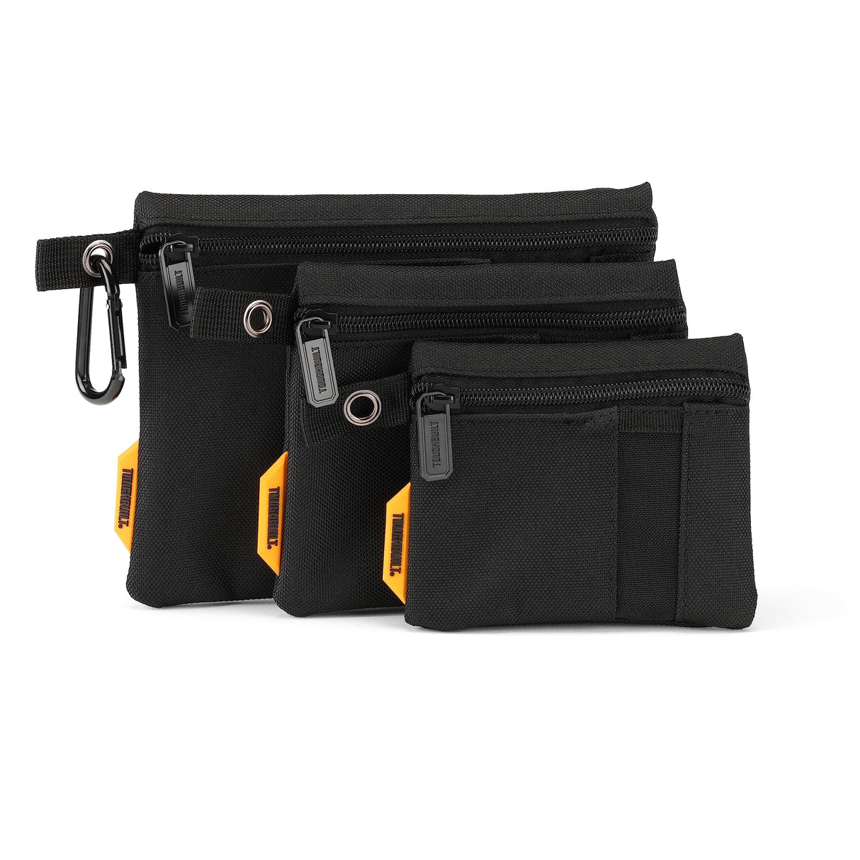 ToughBuilt - 3 Pack Fastener Bags 3 Sizes, Heavy-Duty Bags w/mesh Windows, Top Mounted Zippers - TB-193E ToughBuilt