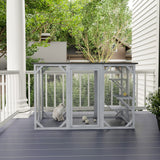 PawHut Outdoor Cat House, Catio Wooden Feral Cat Shelter, Cat Cage with Platforms, Large Enter Door, Weather Protection Asphalt Roof, 71" L, Gray PawHut