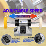 OPAVIOC Jewelry Polisher - Adjustable Variable Speed Bench Grinder Polishing & Buffing Machine, Dental Buffer & Lathe - Includes 2 Cotton Buffs, 2 Abrasive Fiber Wheels, Safety Glass, Polish Compound OPAVIOC