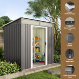 Gizoon 6'x4' Outdoor Storage Shed Metal Garden Shed with Sliding Lockable Doors, Versatile Tool Bike Shed with Transparent Panel Windows, Outdoor Storage Clearance for Backyard, Patio, Dark Gray Gizoon