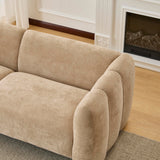 Christopher Knight Home Ahri 83'' Wood Frame Lounge Sofa Couch with Wave Design, Soft Seating 3-Seater Sofa with Armrests, Comfy Velvet Upholstered Home Sofa for Living Room and Office, Camel Christopher Knight Home