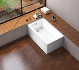 Aqua Eden VTAP5430L22TS 54-Inch Acrylic 2-Wall Corner Alcove Tub with Left Hand Drain, White Kingston Brass