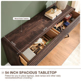 RedLemon 6 Drawers Dresser for Bedroom, 54'' Wide Mid Century Modern Wood Fluted Double Dresser, Chest of Drawers with Tapered Leg for Bedroom, Living Room, Hallway, Closet, Dark Walnut RedLemon