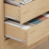 Jocoevol Larger Oak 5 Drawer Dresser for Bedroom with LED Light, Modern Chest of Drawers with Hidden Handles, Tall Wooden Dresser Closet for Living Room, Entryway, Hallway - Oak Jocoevol