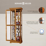 Howard Miller Moorland Curio Cabinet – Lighted Wooden Curio Cabinet with Adjustable Shelves Mirrored Back Locking Beveled Glass Door No Reach Interior Light Switch Quality Office & Home Decor Howard Miller