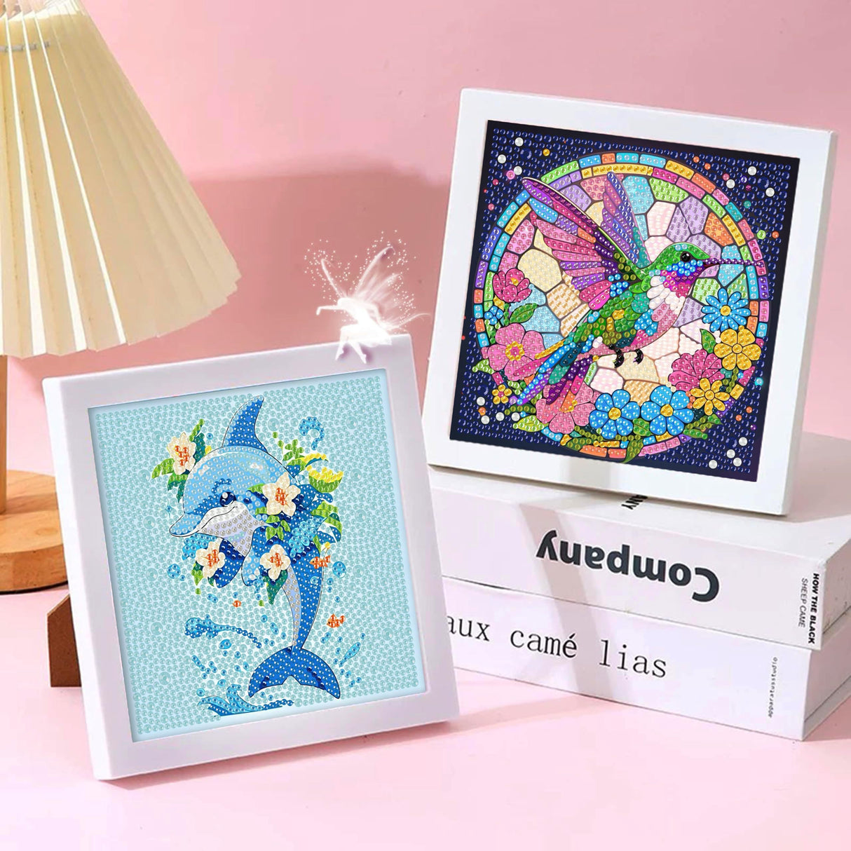 Cute 5d Adult Diamond Art Set with Photo Frame, Suitable for Both Adults and Children. Dolphin Diamond Art, Beautifully Packaged, can be Given as a Home Wall Decoration Gift (7x7 inches) Generic