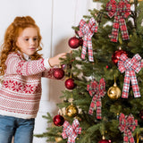 4 Rolls Christmas Plaid Ribbon - Snowflake Plaid Burlap Ribbon for Christmas Tree Wrapping, 24 Yards (1.6 Inch) WILLBOND