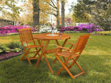 East West Furniture MNCM3CANA 3 Piece Folding Patio Bistro Sets Outdoor Set Contains a Round Acacia Wood Coffee Table and 2 Folding Arm Chairs, 30x30 Inch, Natural Oil East West Furniture
