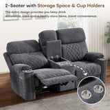 HAOMARKETS 3-Piece Power Recliner Sofa Set with Charging Port, Include 2 Single Power Chairs and a 3-Seater Reclining Couch with Cup Holders for Living Room, Dark Grey HAOMARKETS